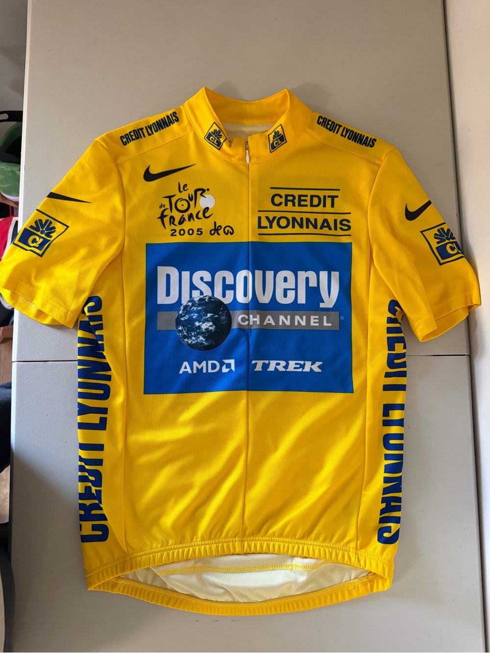 Nike Yellow Discovery Channel Tour de France Cycling Jersey